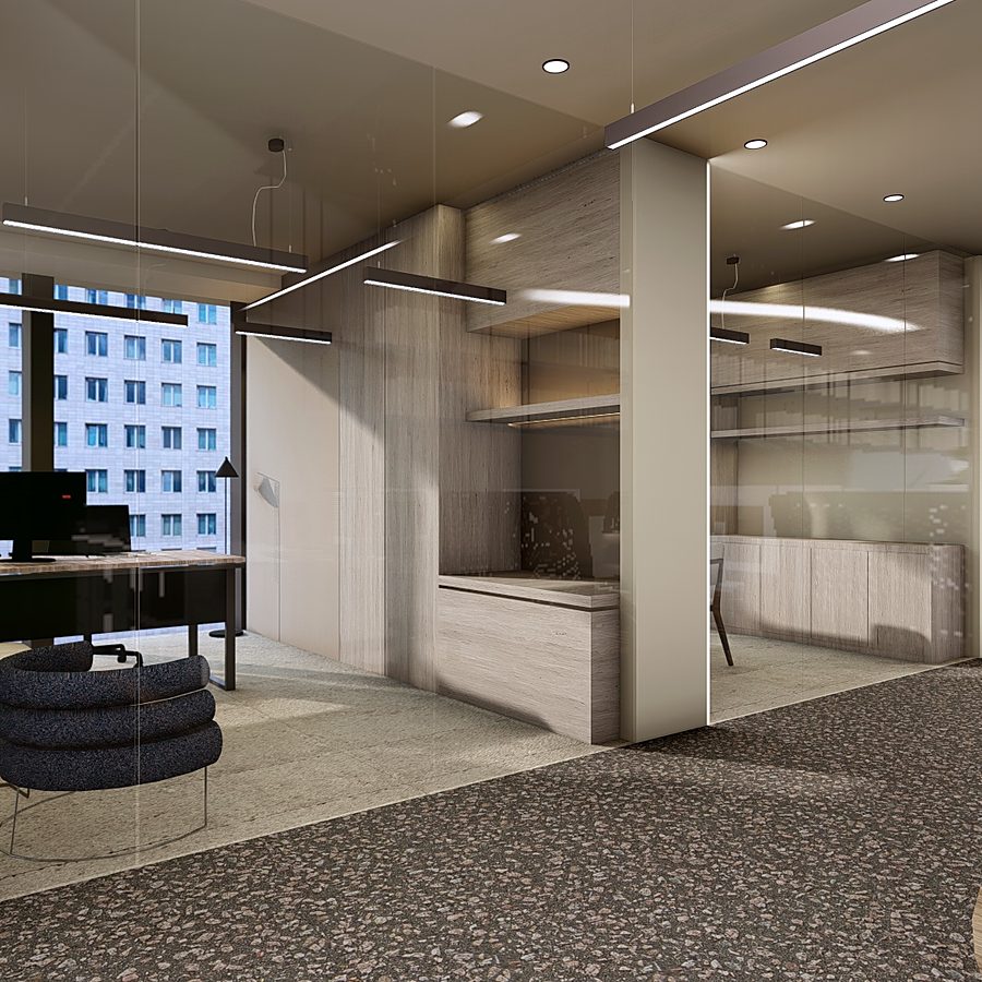 Corridor past the private offices